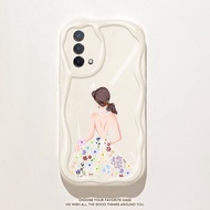 YBD Cute Wave Phone Case for OPPO A74 4G Reno 6 lite 4G A95 4G F19 F19S 4G Small Fresh Flowers and C