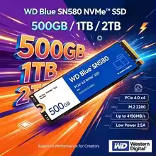 WD Blue SN580 500GB-2TB NVMe SSD, M.2 2280 PCIe 4.0, Internal Solid State Drive Reliable for Desktop