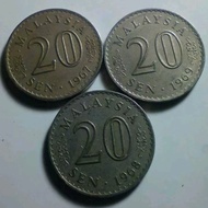 Coin Malaysia Seri Gedung Parlemen 20 Sen Tahun 1967,1968,1969 (T637) 