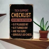 HELLOYOUNG Vintage Tech Support Tin Sign Retro Metal Wall Art Funny Decor for Man Cave Home Office