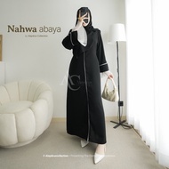Alaydrus Collection Nahwa Abaya Black Turkey Gamis Syari Muslimah Jetblack Material Pleated Combinat