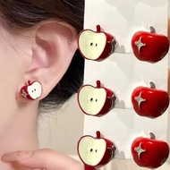 [3-5 Days Arrive]1/2/3pairs RedApples Earrings, Y2K Style Asymmetrical Ear Studs, Lightweight Alloy 