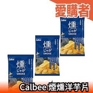 日本北海道 Calbee 煙燻洋芋片 25gｘ3袋 煙燻餅乾 零食 脆片 馬鈴薯餅乾 薯條 下午茶  【愛購者】