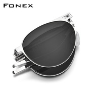 FONEX แว่นกันแดดโพลาไรซ์ผู้ชายพับได้พกพาได้,แว่นกันแดดสำหรับผู้ชายแฟชั่น2022เลนส์ไนล่อนสะท้อนแสงสไตล์เกาหลีเลนส์ F1025