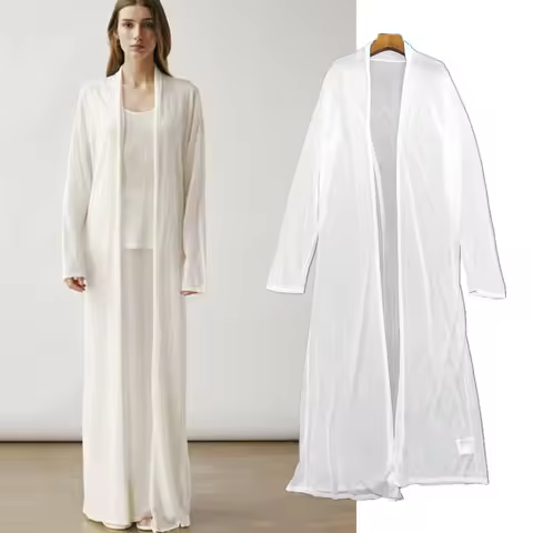 Maxdutti Minimalist Lyocell Silk Lazy Style Long Knitted Cardigan Women 26 Spring/summer Lightweight