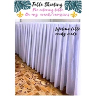 KATRINA Plain Colors Pleated Buffet Table Cover for 4ft& 6ft Lifetime Table Ready Made Table Skirt