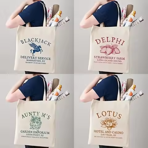 Percy Jackson Delphi Aunty Matching PatternTote Bag Canvas Shoulder Bag for Travel Daily Commute Wom