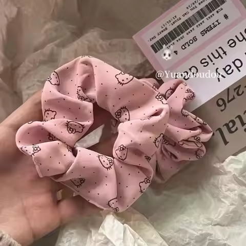 Hello Kitty Lace Hairband Cute Hair Elastic Exquisite Y2K Hair Band Kawaii Pink Kitty Elastic Large 
