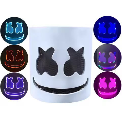 Helloween LED Marshmallow Cos Luminous Mask for Dance DJ Party Decor Show Props Masquerade Birthday 