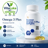 Forever Omega 3 Plus 120 Softgels, Premium Fish Oil Supplement, Heart & Brain Health Support