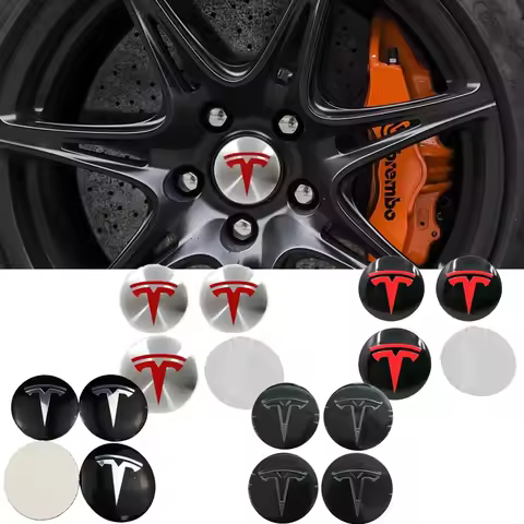 4pcs 56mm 65mmCar Wheel Center Sticker Hub Caps Emblem Badge for Tesla Model 3 Y Model S X Roadster 