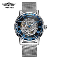T-WINNER/WINNER 8012 Mechanical Watch Mesh Strap Wrist Watch Manual Mechanical Watch Roman Numeral F
