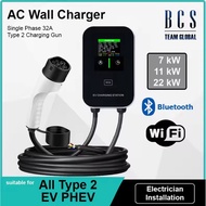 AC Type 2 EV Wall box Charger LCD Screen 7kW 11kW 22kW 32A Electric Vehicle Car Home Charging