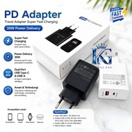 SAM 35W BATOK ADAPTOR Power Adapter Duo Super Fast Charging 35 Watt USB+PD Adapter