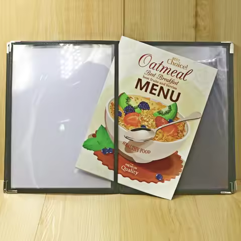 A4 PVC Transparent Menu Cover Protective Cover Restaurant Menu Paper Holder Cover for Bar Cafe 4 Pag