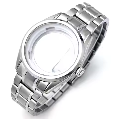 39.5mm Silver Watch Case Fit 33.5mm Dial No logo For Grand Seiko Evolution 9 NH35 Automatic Movement