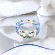 海紋石 • 海藍寶 • 淡水珍珠 | 14K包金水晶手鍊