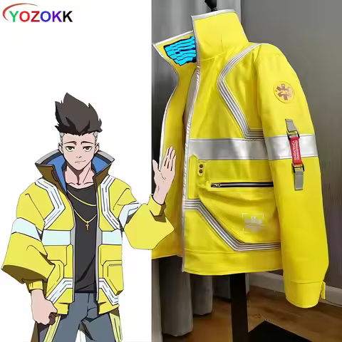 David Martinez Cosplay Costumes Yellow Luminous Coat Anime CYBERPUNK EDGERUNNERS Role Play Halloween