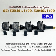 NEW 4PCS 52940-L1100 52940L1100 Tire Pressure Monitor Sensor 433MHz TPMS For Hyundai Elantra Ioniq 5