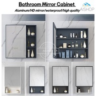[SG Seller]Aluminum Alloy Bathroom Mirror Cabinet Wall Mounted Toilet Mirror Storage Box