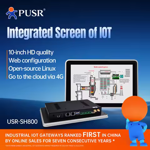 PUSR Industrial Touch Screen 10.1 inch Acquisition Data Point 6000 Open-Source Linux WiFi/Ethernet A