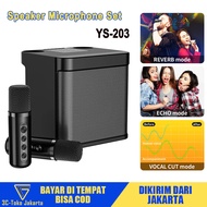 YS-203 50+50W Voice Change Karaoke Speaker Sound Box for Mobile Phone/karaoke Speaker Bluetooth Portable Wireless 2 Mic 100W/speaker Karaoke 2 Mic