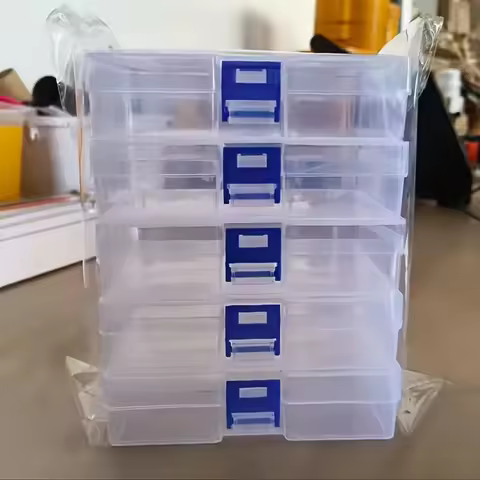 Transparent storage box with lock clasp, rectangular storage box, parts box, large storage space, PP