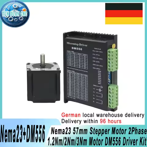 Industrial NEMA23 Stepper Motor Kit 1.2-3Nm Torque, 57mm 3A 2-Phase for CNC Router/3D Printer - Plug
