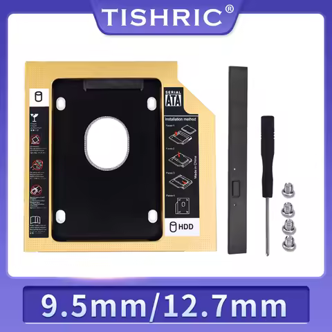 TISHRIC Hdd Caddy Optibay SATA 3.0 2.5 SSD Hdd Case 9.5/12.7mm Aluminum Hard Disk Enclosure For Lapt