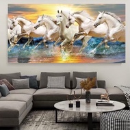 7 Horses V7-Feng Shui Enhancement Wall Mounted Home And Office Decoration Pictures Canvas Print With