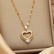 1 Pcs Light Luxury Cool Style Love Heart Collection Gold Plated Copper Pendant Necklace With Stainless Steel Chain