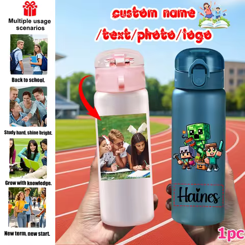 1pc Custom Back to School Game Character Pattern 780ml/26oz Plastic Water Bottle Outdoor Travel Spor