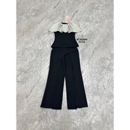 BT 03-7749 2-Piece Set Two-Tone Black Design Shirt With Sleeveless And Gray Shawl Sewn Together