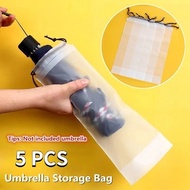 Sac de rangement pour parapluie 5 pièces mat étanche sac de rangement en plastique Transparent sac de rangement domestique à cordon