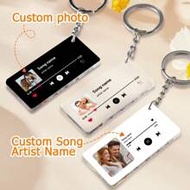 1/2Pcs Custom Acrylic Music Player Keychain, Personalized Song Plaque, Photo Text Song Keychains, Cu