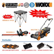 (RAYA PROMO) WORX WG779E.2 40V(2 x 2.0Ah) Cordless Lawn Mower +WORX WG260E.5 CORDLESS HEDGE TRIMMER 