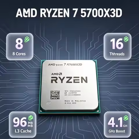 R7 5700X3D Desktop Processor Bulk Version105W AM4 CPU Support DDR4 Fit B550 X570 Mainboard For Game 