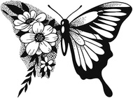 Temporary Tattoos,Butterfly Flower,Butterfly Tattoos,Lasts 1-2 Weeks,Water-Resistant,Resilience,Real