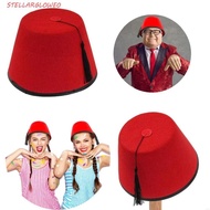 STELLARGLOW Tarboosh Fez Hat, Breathable Moroccan Hat Felt Fez Cap, Universal Ottoman Round Red Colo