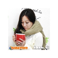 【Lus.G】時尚抓破針織素色圍巾-簡約杏