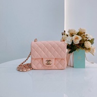 MS0439 Chanel 香奈兒 經典 17Cm 迷你號 方胖子 羊皮 肉粉色 金扣  Classic Flap Mini Square Lambskin Nude x GHW