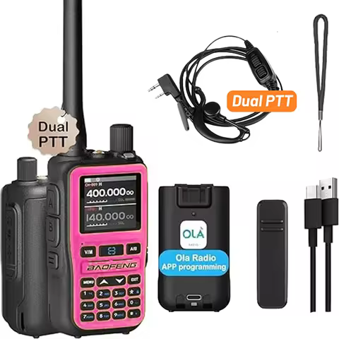 BAOFENG UV-5R Mini Pink Dual Band Two-Way Radio 5W/999CH Bluetooth APP Programming NOAA Weather Aler