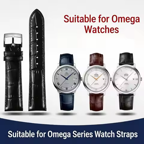 Fits Omega Watches — Compatible with Seamaster / Speedmaster / De Ville Series — Top-Grain Leather W