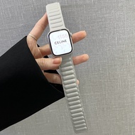 Magnetic Leather Link iWatch Strap for iWatch Series 9 Ultra 7 6 5 4 3 2 1 SE 45mm 44mm 40mm 41mm Lu
