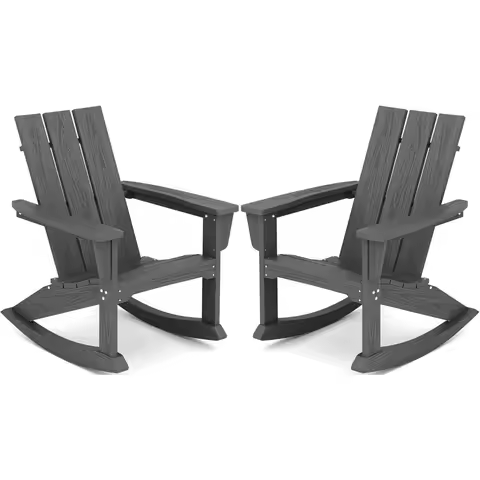 Outdoor Rocking Chairs Set of 2, Modern Adirondack Rocking Chair for Adult, All Weather Patio Rocker