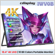 IWVOB Cdisplay 4K Portable Monitor 18.4-inch External Gaming Monitor 10Bit USB-C HDMI Laptop Secondary Monitor for PS5 Switch PC Gamer WOYUV