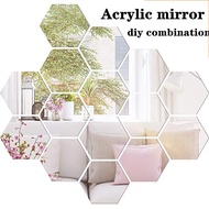 12Pcs 3D Mirror Hexagon Removable Acrylic Wall Sticker Mirror Decal Home Decoration Art DIY