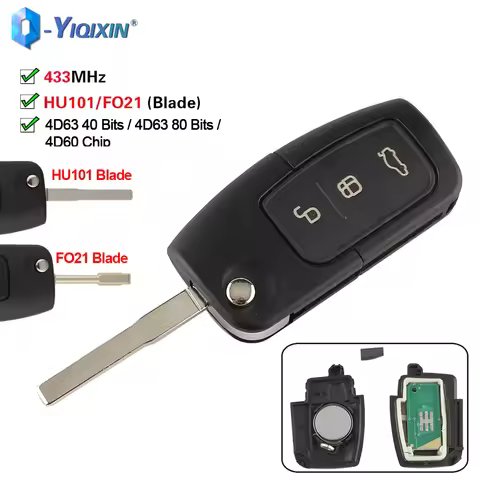 433MHz 4D63 40bit 80bit Chip Remote Car Key For Ford Fusion Focus Mondeo Mk2 Mk3 Mk4 Fiesta 2 3 Mond