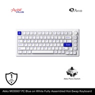 （AONE PLUS SS2) Akko MOD007 PC Blue on White Fully Assembled Hot-Swap Keyboard - Akko Piano Switch