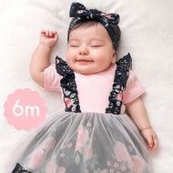 His.Baby O003 (FREE BANDO) 2-year Baby Girl Dress Flower Tile Dress for Girls